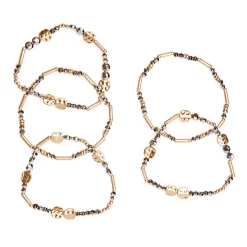 Sonoma Goods For Life® Jet Tone & Gold Tone Beaded Stretch Bracelet Set -Sonoma Goods For Life Women 4574191 ALT