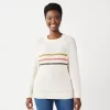 Women's Sonoma Goods For Life® All Over Stitch Crewneck Sweater -Sonoma Goods For Life Women 4923526 Beige Stripe