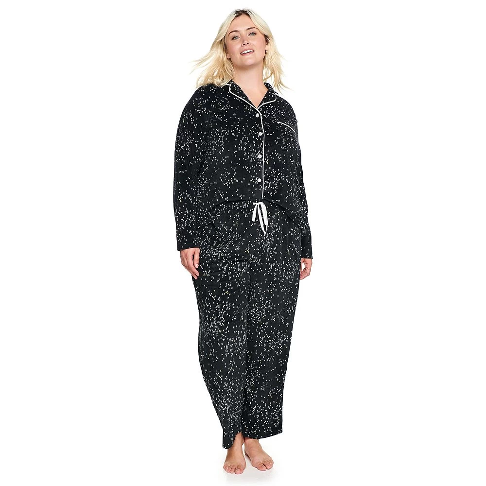 Plus Size Sonoma Goods For Life® Velour Pajama Shirt & Pajama Pants Set 5 Plus Size Sonoma Goods For Life® Velour Pajama Shirt & Pajama Pants Set - Image 3