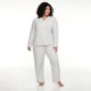 Plus Size Sonoma Goods For Life® Velour Pajama Shirt & Pajama Pants Set -Sonoma Goods For Life Women 5033014 Silver Heather