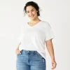 Plus Size Sonoma Goods For Life® Everyday V-Neck Tee -Sonoma Goods For Life Women 5232140 Vital White