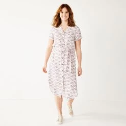 Women's Sonoma Goods For Life® Button Front Midi Shirt Dress