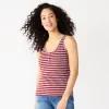 Women's Sonoma Goods For Life® Striped Henley Tank Top -Sonoma Goods For Life Women 5529186 Purple Brown Stripe