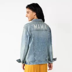 Maternity Sonoma Goods For LifeĀ® Embroidered "Mama" Jean Jacket