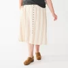 Plus Size Sonoma Goods For Life® Vented Button-Front Midi Skirt 1 Plus Size Sonoma Goods For Life® Vented Button-Front Midi Skirt -Sonoma Goods For Life Women 5570625 Neutral Stripe