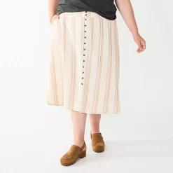 Plus Size Sonoma Goods For Life® Vented Button-Front Midi Skirt