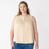 Plus Size Sonoma Goods For Life® Solid Ruffled Button-Front Tank 2 Plus Size Sonoma Goods For Life® Solid Ruffled Button-Front Tank -Sonoma Goods For Life Women 5575169 Paradise Sand