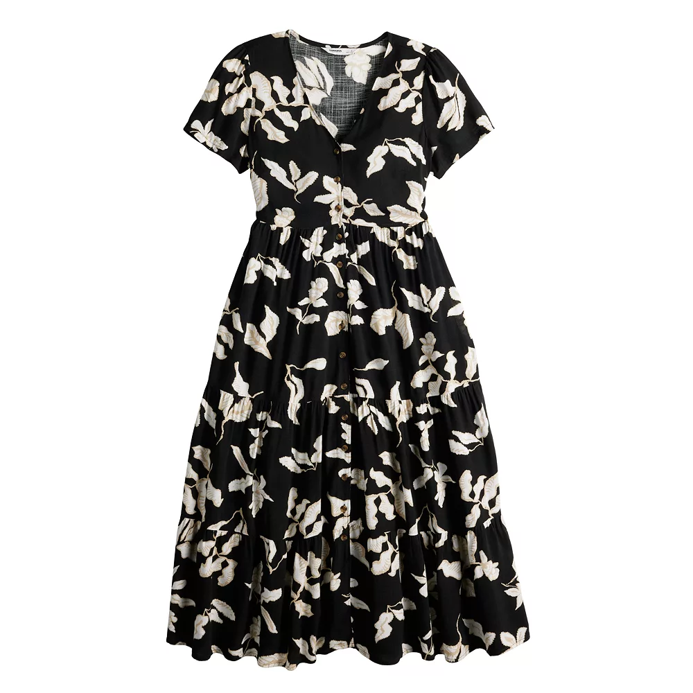 Women's Sonoma Goods For Life® Button Front Tiered Midi Dress 5 Women's Sonoma Goods For Life® Button Front Tiered Midi Dress - Image 3