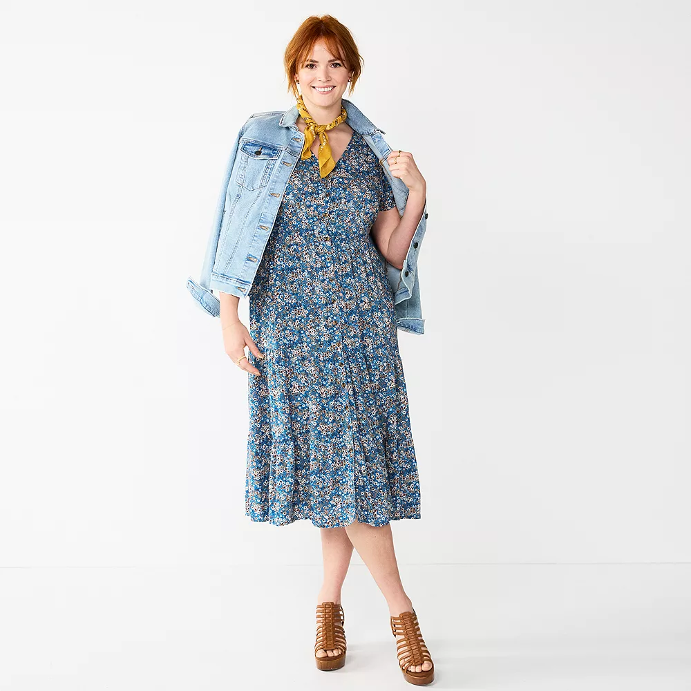 Women's Sonoma Goods For Life® Button Front Tiered Midi Dress 3 Women's Sonoma Goods For Life® Button Front Tiered Midi Dress