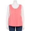 Plus Size Sonoma Goods For Life Button Front Utility Tank -Sonoma Goods For Life Women 5584138 Melon Pink