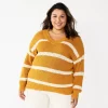 Plus Size Sonoma Goods For Life® Long Sleeve V-Neck Sweater 1 Plus Size Sonoma Goods For Life® Long Sleeve V-Neck Sweater -Sonoma Goods For Life Women 5585496 Gold Stripe