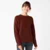 Petite Sonoma Goods For Life® Drop Shoulder Pullover Sweater -Sonoma Goods For Life Women 5587850 Brown
