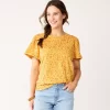 Women's Sonoma Goods For Life® Seamed Flutter Sleeve Top -Sonoma Goods For Life Women 5611922 Gold Red Floral