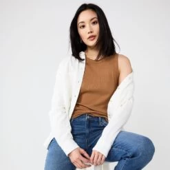 Women's Sonoma Goods For Life® Slim Fit High Neck Rib Tank -Sonoma Goods For Life Women 5651280 ALT2