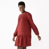 Women's Sonoma Goods For Life® Printed Long Sleeve Dress -Sonoma Goods For Life Women 5657674 Cherry Red Floral