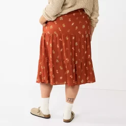 Plus Size Sonoma Goods For Life® Tiered Midi Skirt -Sonoma Goods For Life Women 5659149 ALT