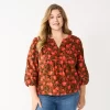 Plus Size Sonoma Goods For Life® Notchneck Long Sleeve Top