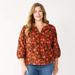 Plus Size Sonoma Goods For LifeĀ® Notchneck Long Sleeve Top