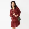 Petite Sonoma Goods For Life® Printed Long Sleeve Dress -Sonoma Goods For Life Women 5662257 Cherry Red Floral