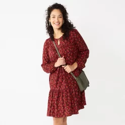 Petite Sonoma Goods For Life® Printed Long Sleeve Dress