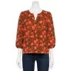 Petite Sonoma Goods For Life® Notchneck Sleeve Piecing Top 2 Petite Sonoma Goods For Life® Notchneck Sleeve Piecing Top -Sonoma Goods For Life Women 5664273 Brown Coral Floral