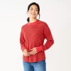 Women's Sonoma Goods For Life® Mockneck Waffle Top -Sonoma Goods For Life Women 5672315 Red Orange Stripe