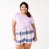 Plus Size Sonoma Goods For Life® Short Sleeve Pajama Top & Pajama Shorts Sleep Set -Sonoma Goods For Life Women 5673713 Purple Color Pld