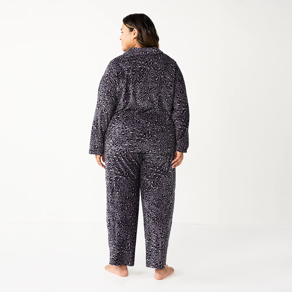 Plus Size Sonoma Goods For Life® Velour Pajama Shirt & Pajama Pants Sleep Set 4 Plus Size Sonoma Goods For Life® Velour Pajama Shirt & Pajama Pants Sleep Set - Image 2