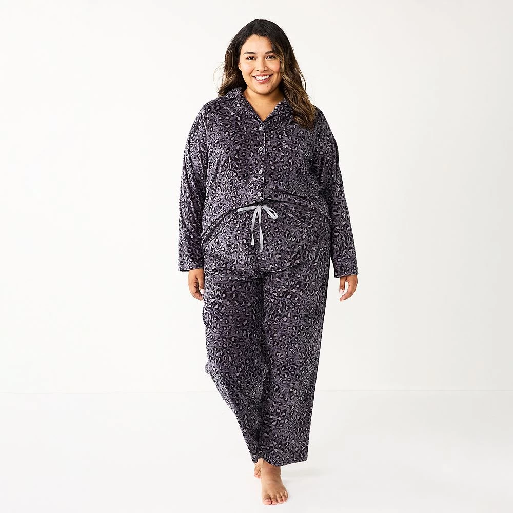 Plus Size Sonoma Goods For Life® Velour Pajama Shirt & Pajama Pants Sleep Set 5 Plus Size Sonoma Goods For Life® Velour Pajama Shirt & Pajama Pants Sleep Set - Image 3