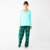 Women's Sonoma Goods For Life® Flannel Pajama Pants & Pajama Top Sleep Set -Sonoma Goods For Life Women 5677709 Green Cuddle Plaid