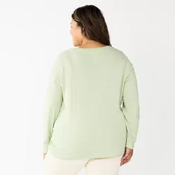 Plus Size Sonoma Goods For Life® Favorite Long Sleeve V-Neck Tee -Sonoma Goods For Life Women 5705505 ALT