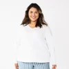 Plus Size Sonoma Goods For Life® Favorite Long Sleeve V-Neck Tee -Sonoma Goods For Life Women 5705505 White