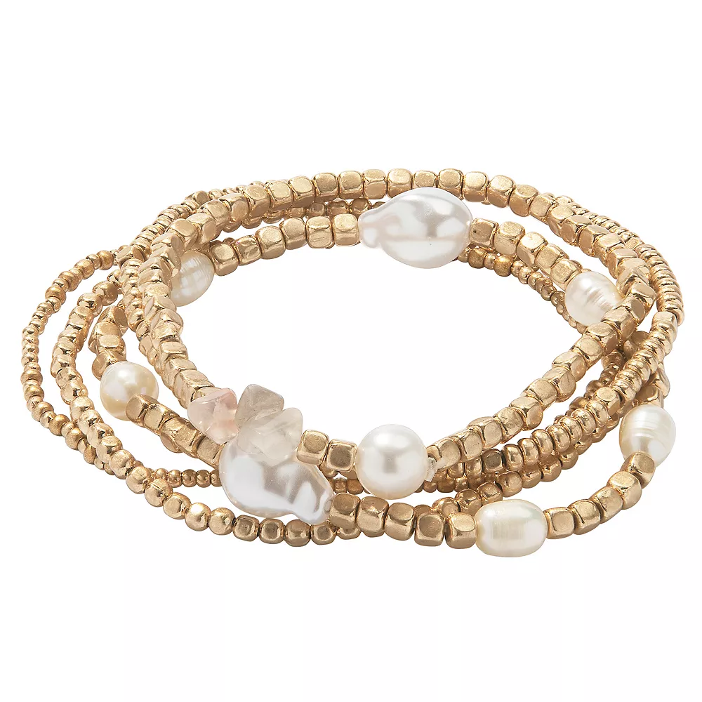 Sonoma Goods For Life® Pearl & Beaded Multi Stretch Bracelet 5 Pack