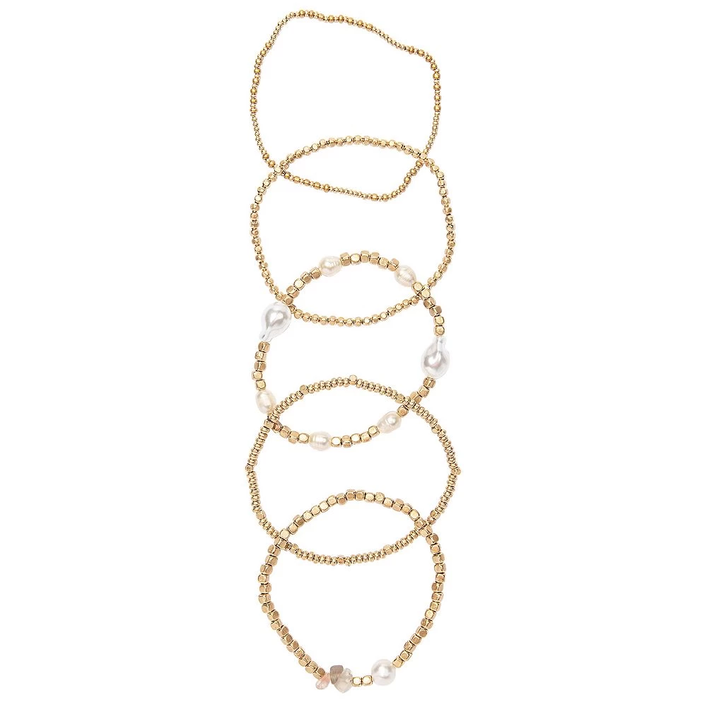 Sonoma Goods For Life® Pearl & Beaded Multi Stretch Bracelet 5 Pack 4 Sonoma Goods For Life® Pearl & Beaded Multi Stretch Bracelet 5 Pack - Image 2