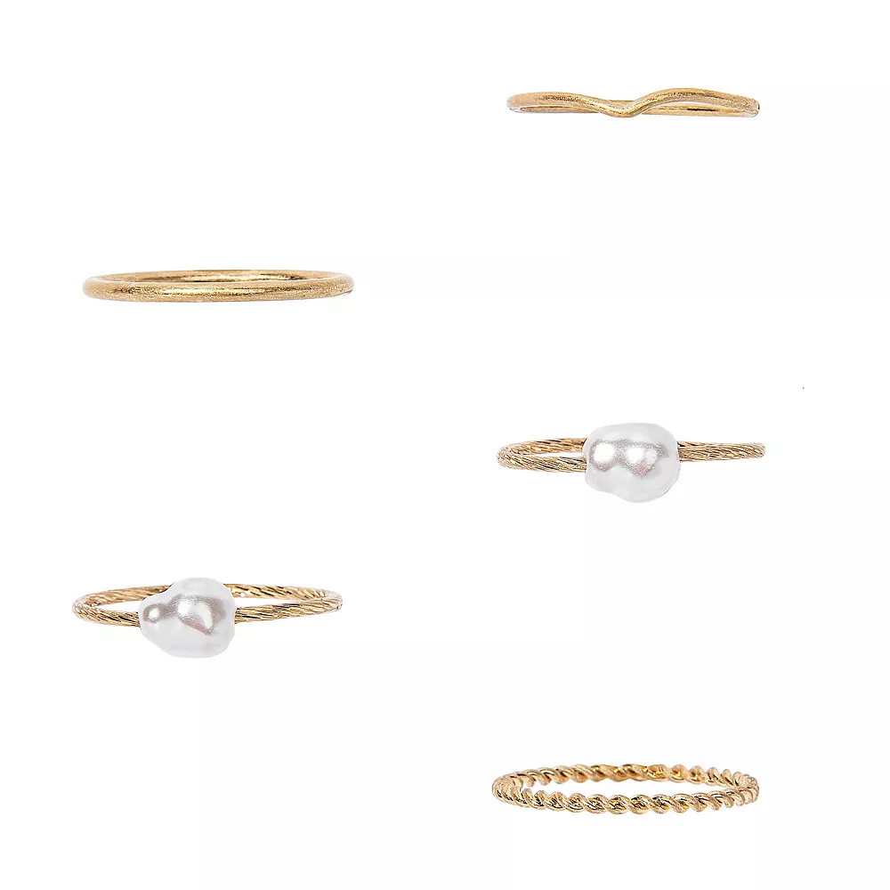 Sonoma Goods For Life® Pearl & Twisted Ring 5 Pack 3 Sonoma Goods For Life® Pearl & Twisted Ring 5 Pack