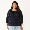 Plus Size Sonoma Goods For Life® Three Quarter Sleeve Top