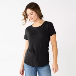 Women's Sonoma Goods For LifeĀ® Short Sleeve Curved Hem Crewneck Tee