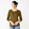 Women's Sonoma Goods For Life® Essential Henley Top -Sonoma Goods For Life Women 5816147 Olive