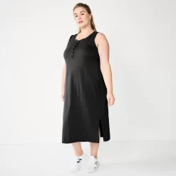 Plus Size Sonoma Goods For Life® Henley Knit Midi Dress