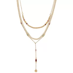 Sonoma Goods For Life® Gold Tone 3 Row Multi Beaded Y Necklace