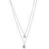 Sonoma Goods For Life® 2 Row Rhod Textured Coin & Teardrop Pendants Necklace