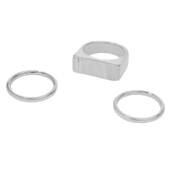 Sonoma Goods For Life® Silver Tone Wavy Textured Rectangular Statement Ring Set