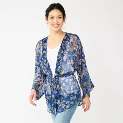 Women's Sonoma Goods For Life® Folk Bloom Short Belted Kimono