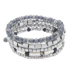 Sonoma Goods For Life® Silver Tone Blue And Metal Bead Coil Bracelet