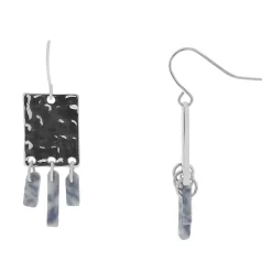 Sonoma Goods For Life® Silver Tone Hammered Square With Blue Stone Shaky Drop Earrings