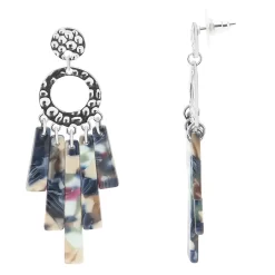 Sonoma Goods For Life® Silver Tone Hammered Post With Blue Acetate Shaky Stick Drop Earrings