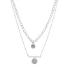 Sonoma Goods For Life® Silver Tone 2 Row Multi Chains With Hammered Pendants Necklace -Sonoma Goods For Life Women 5912979