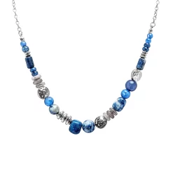 Sonoma Goods For Life® Silver Tone Chain And Blue Beaded Frontal Necklace