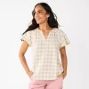 Women's Sonoma Goods For Life® Flutter Sleeve Y Neck Top 1 Women's Sonoma Goods For Life® Flutter Sleeve Y Neck Top -Sonoma Goods For Life Women 5931514 Ecru Gingham