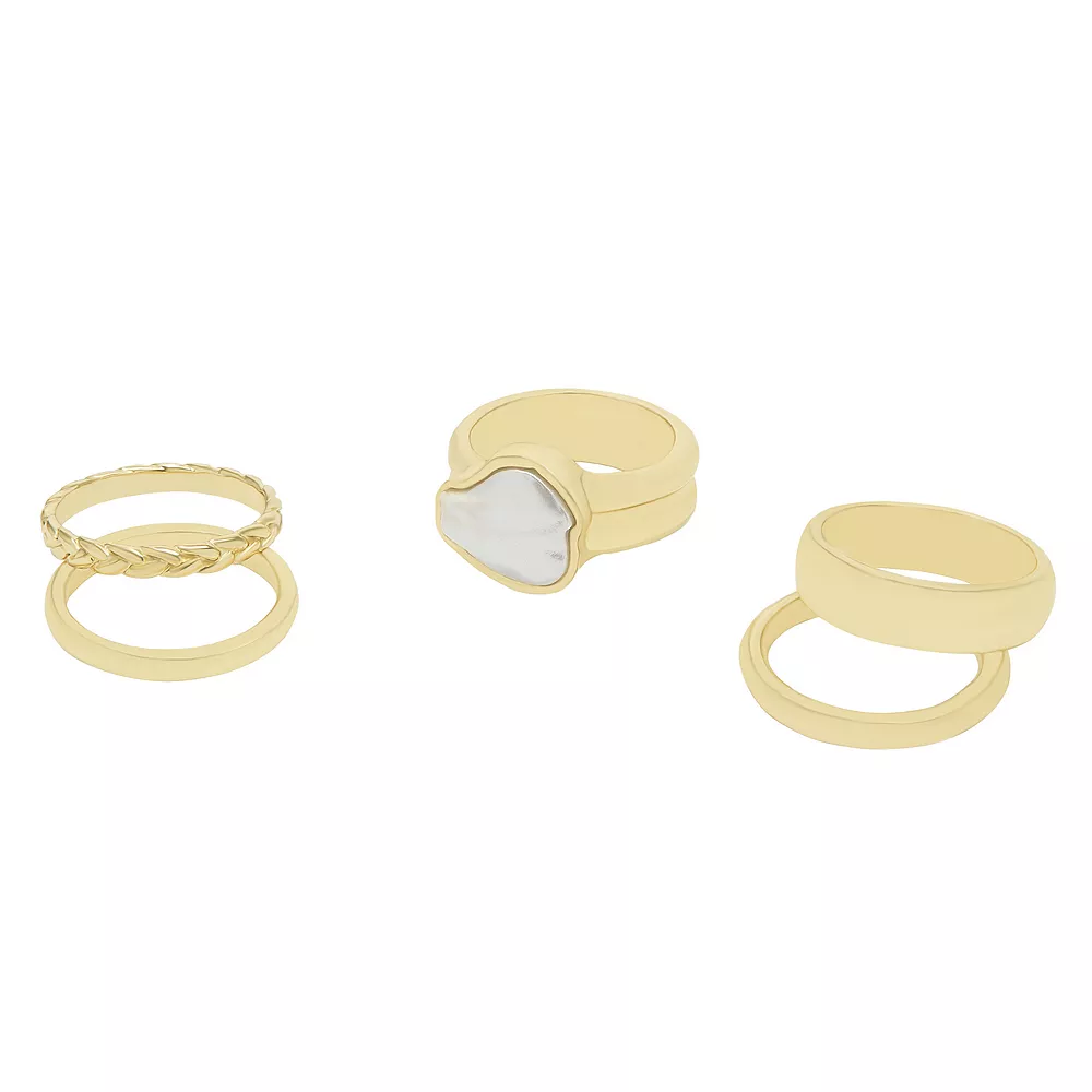 Sonoma Goods For Life® Gold Tone Neutral Stone 5-piece Ring Set 3 Sonoma Goods For Life® Gold Tone Neutral Stone 5-piece Ring Set